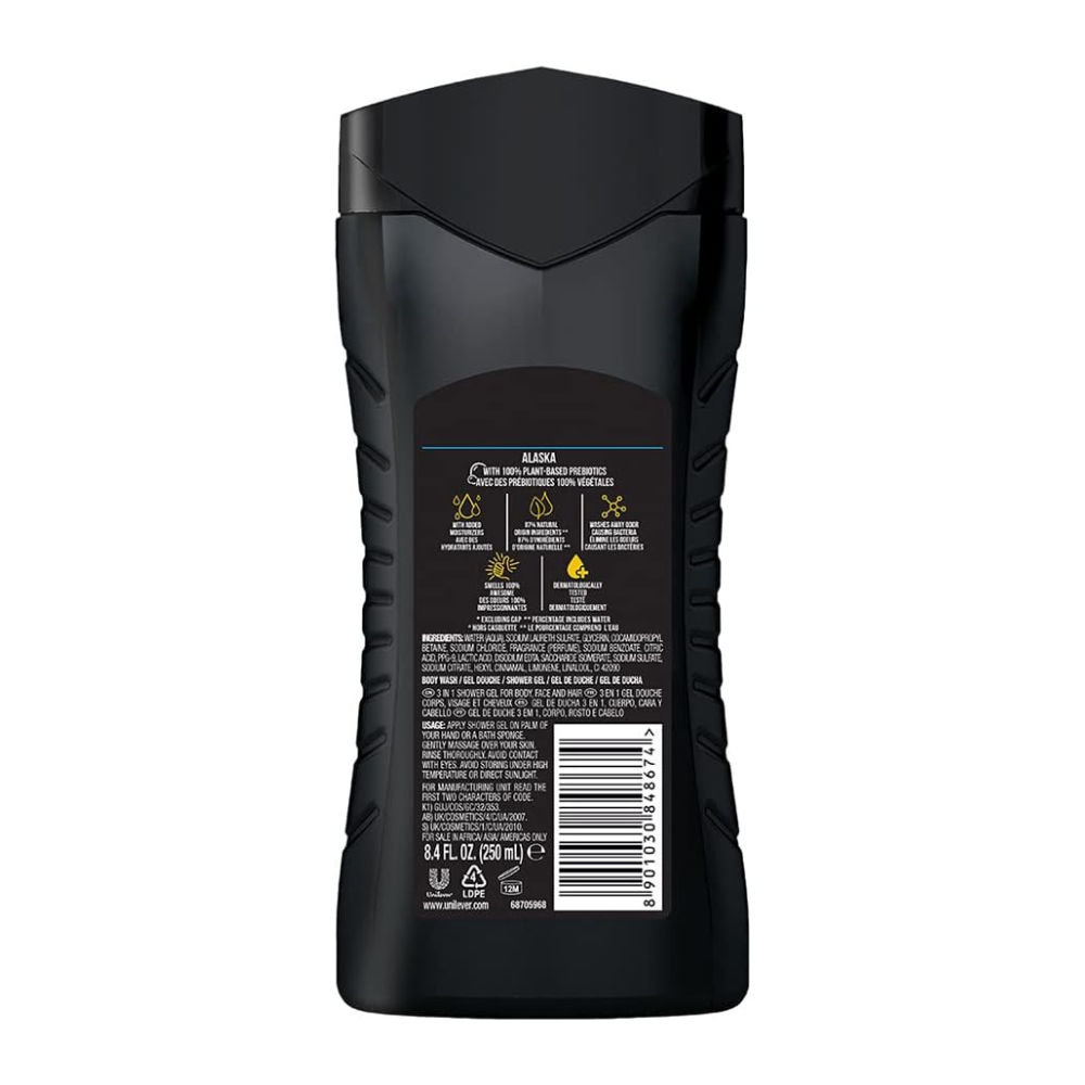 AXE Alaska 3 In 1 Body, Face & Hair Wash for Men, Long-Lasting Refreshing