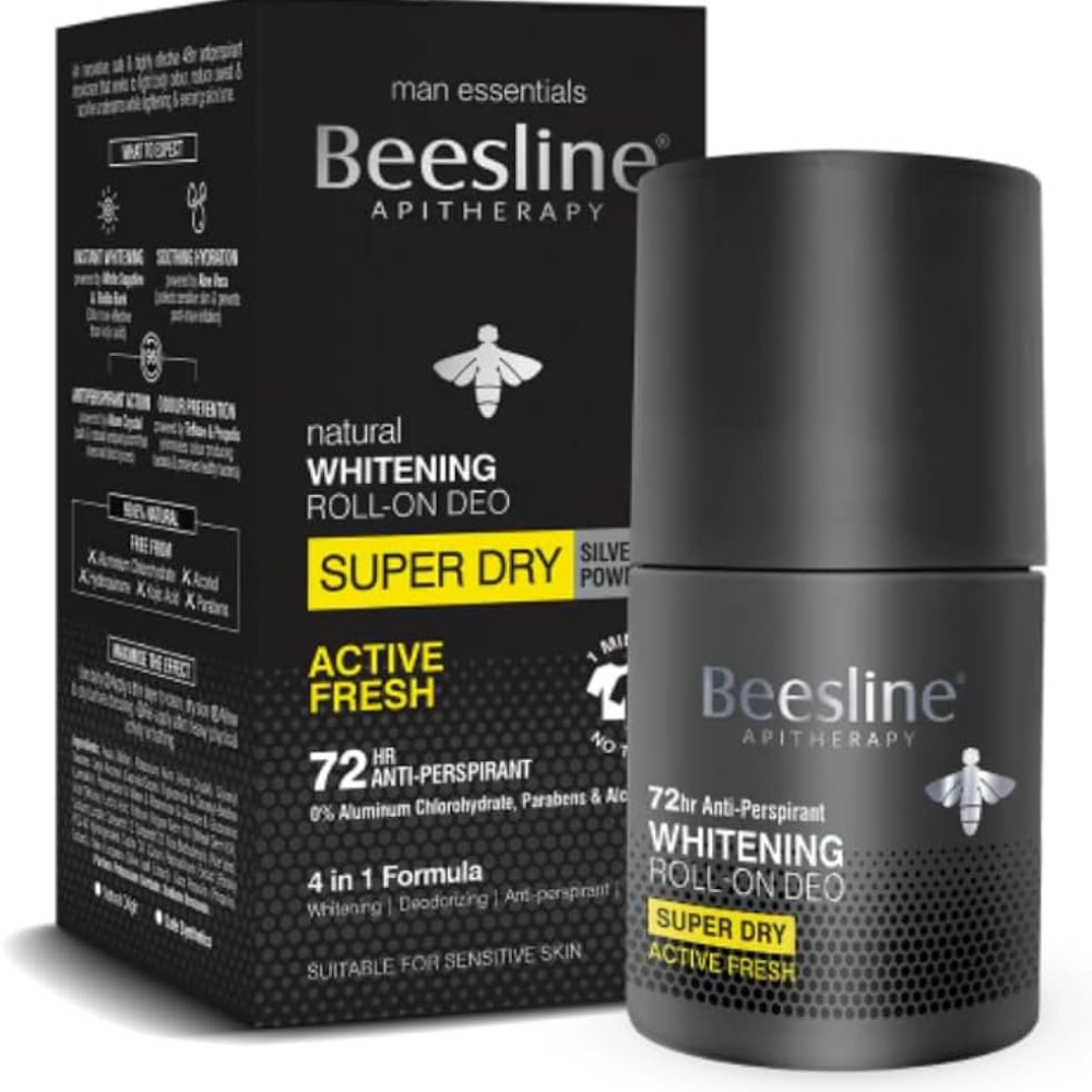 Beesline Whitening Roll-On Deo Super Dry Active Fresh (72 Hr Protection)
